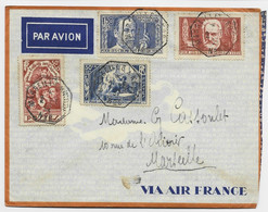 FRANCE SURTAXE HUGO PASTEUR DIVERS LETTRE AVION  AIR ORIENT BATEAU C. OCTOG MARSEILLE A KOBE N° 6 1937 - Air Post