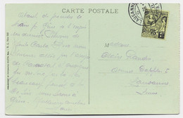 MONACO 75C SEUL CARTE OBL A L'ARRIVEE EN SUISSE LAUSANNE 9.II.1926 AU TARIF - Lettres & Documents
