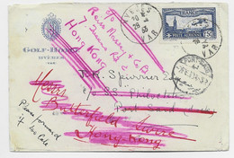 FRANCE PA N° 6 SEUL LETTRE  GOLF HOTEL COVER HYERES 1933 TO PORT SAID EGYPTE REEXP HONG KONG + JAPAN - Air Post