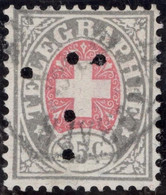 Schweiz Telegraphen-Marken Zu#15 25Ct. Mit Perfin "T" #T001 Zhomann & Liecht ZH - Telégrafo