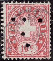 Schweiz Telegraphen-Marken Zu#14 10Ct. Mit Perfin "T" #T001 Zhomann & Liecht ZH - Télégraphe