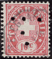 Schweiz Telegraphen-Marken Zu#14 10Ct. Mit Perfin "T" #T001 Zhomann & Liecht ZH - Telegraph
