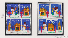 Verenigde Staten Kerstvignetten Scott-cat. Jaar 1963 CS57 RX 218/219 Printermark E + Versch.tandingen - Ohne Zuordnung