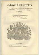 1814 Torino Vittorio Emanuele Re Di Sardegna Royaume De Sardaigne 19 Pp. In-fol. Gabella Della Carta Bollata - Wetten & Decreten