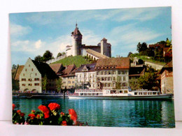 AK Schaffhausen. Blick über Den Rhein, Schifflände Mit Festung Munot. Ausflugsschiff, Burg, Gebäudeansichten, - Hausen Am Albis 