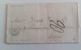 1870 Lettera NON AFFRANCATA Da ARGENTINA BUENOS AIRES A PARIS+tampone TASSA C.20+ottogonale-$45 - Covers & Documents