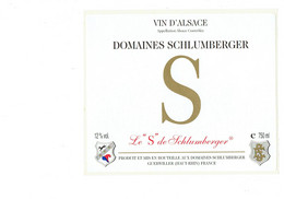 AUTOCOLLANT Etiquette De Vin Alsace DOMAINES SCHLUMBERGER - Lettre Alphabet - Le "S" - GUEBWILLER - Gewurztraminer
