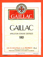 étiquette De Vin Gaillac 1983 Caves à Semussac - 75 Cl - Gaillac