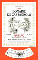 étiquette + Collerette De Vin Gaillac Domaine Des Cassagnols 1990 Yvan Stilhart à Lisle Sur Tarn - 75 Cl - Gaillac