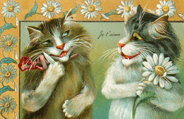 Chat Humanisé * CPA Illustrateur Maurice BOULANGER Boulanger ? * Je T'aime ! * Amoureux * Chats Cat Cats Katze - Gatos