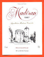 étiquette De Vin De Bordeaux Madiran 1987 - 75 Cl - Madiran