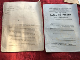 Lettre De 1888 Obligation Canal De Panama-☛Action-Titre-☛+ 2 Document Original-Ordre Achat Vierges-Lyon Union Syndicale - Navigazione