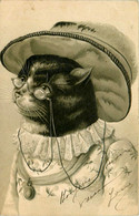 Chat Humanisé * CPA Illustrateur Maurice BOULANGER Boulanger * Chapeau Lunettes * Embossed * Chats Cat Cats Katze - Chats