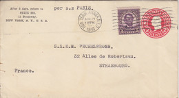 Entier 2c + Complément 3c Obl. Flamme Hud. Term. Annex NY 2 Le 14 Aug 1930 Pour Strasbourg Par SS Paris - 1921-40