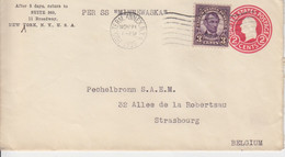 Entier 2c + Complément 3c Obl. Flamme Hud. Term. Annex NY 2 Le 21 Nov 1930 Pour Strasbourg Par SS Minnewaska - 1921-40