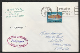 Portugal Used In Vancouver (Canada) 1970 Paquebot Cover To England Carried On SS Orsova With Various Paquebot And Ships - Cartas & Documentos