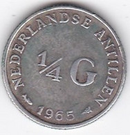 Antilles Néerlandaises 1/4 Gulden 1965 Juliana, En Argent, KM# 4 - Antilles Néerlandaises