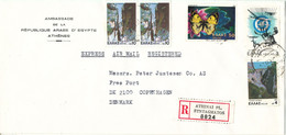 Greece Registered Cover Sent To Denmark 31-10-1981 Topic Stamps (sent From The Embassy Of Egypt Athens) - Storia Postale