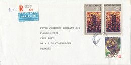 Bulgaria Registered Cover Sent Air Mail To Denmark Topic Stamps - Cartas & Documentos