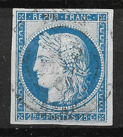 COLONIES GENERALES : CERES 25c BLEU N° 23a RARE CACHET PARIS DEPART 1880 - Cérès