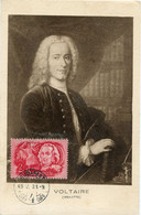 HONGRIE CARTE MAXIMUM DU PA 81 VOLTAIRE ( 1694-1778 ) ECRIVAIN, PHILOSOPHE,... AVEC OBLITERATION BUDAPEST 49 V 31 - Ecrivains