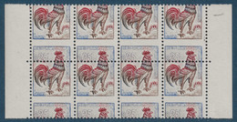 France 1962 Coq N°1331** Bloc De 8 De Carnets Non Confectionnés Avec Variétés De Piquage Extreme !! Signé Calves - 1962-1965 Hahn (Decaris)