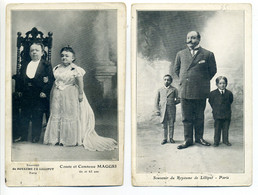 Lot De 2 CPA Spectacle Cirque Phénomènes Comte Et Comtesse Maggri  Nains Géant - Royaume De Lilliput - Zirkus