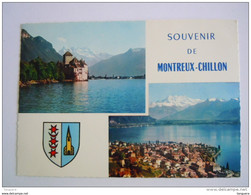 Cpsm Suisse Souvenir De Montreux-Chillon Multivues Blason 819 Edit Jaeger - Veytaux