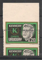 URUGUAY - 1965 John F. Kennedy - Variety Severely SHIFTED Perforation, Print Error MNH - Uruguay