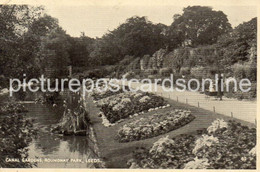 LEEDS CANAL GARDENS ROUNDHAY PARK OLD B/W POSTCARD YORKSHIRE - Leeds