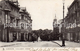 HARROGATE PARLIAMENT STREET OLD B/W POSTCARD YORKSHIRE - Harrogate