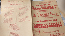 LA FUITE DE LEON DAUDET/LES LONGUES NUITS /GUEULES CASSEES /MARCEL ROUSSEAUX - Partituren