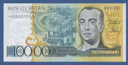 BRAZIL - P.205r – 100.000 Cruzeiros ND 1985 UNC, Serie *0003037078A Replacement - Brésil