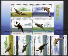China Taiwan 2002  MiNr. 2773 - 2776 (Block 93)  Marine Life Whales, Dolphins, Ships 4v +1 MNH**  9,00 - Otros