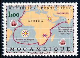 Mozambique - 1969 - Vasco Da Gama / Explorer - Map Of Da Gama's Voyage To India - MNH - Mozambique