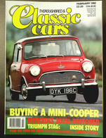 THOROUGHBRED & CLASSIC CARS Feb 1992 - MINI-COOPER MERCEDES 300 SL TRIUMPH STAG MICROCARS FORD UK ESCORT RS2000 - Transports