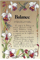 - CP- Astrologie - Signes Du Zodiaque - Style Fleurs Butinées  - Balance - Astrology