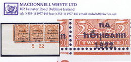 Ireland 1922 Thom Rialtas 5-line Black Overprint On 2d Orange Die2, Ovpt Misplaced Low, Control S22 Imperf - Nuevos