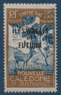 Colonies Françaises Wallis & Futuna TAXE N°17 25c Bistre & Bleu Obl RRR Griffe Bleue "27 MAI 1942 AVISO CHEVREUIL" SUP - Used Stamps