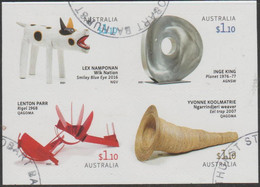 AUSTRALIA - DIE-CUT-USED 2021 $4.40 Australian Contemporary Sculpture - Block, Four As Issued, Backing Still Attached - Usati