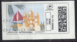 France - Frankreich Timbre Personnalisé Y&T N°MTEL LV20-010 - Michel N°BS(?) (o) - Château, Bateau Et Palmier - Printable Stamps (Montimbrenligne)