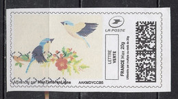 France - Frankreich Timbre Personnalisé Y&T N°MTEL LV20-021 - Michel N°BS(?) (o) - Couple D'oiseaux En Broderie - Francobolli Stampabili (Montimbrenligne)