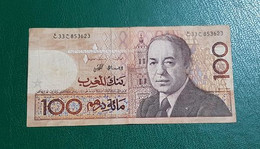 MAROC : Billet De 100 Dirhams FACE (Hassan II) 1987 "TB" N° De Série : 33/853623 - Marokko