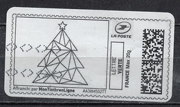 France - Frankreich Timbre Personnalisé Y&T N°MTEL LV20-037 - Michel N°BS(?) (o) - Sapin De Noël Stylisé - Timbres à Imprimer (Montimbrenligne)