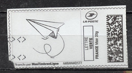 France - Frankreich Timbre Personnalisé Y&T N°MTEL LV20-042 - Michel N°BS(?) (o) - Avion En Papier Stylisé - Timbres à Imprimer (Montimbrenligne)