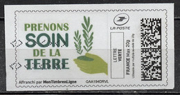 France - Frankreich Timbre Personnalisé Y&T N°MTEL LV20-043 - Michel N°BS(?) (o) - Prenons Soin De La Terre - Timbres à Imprimer (Montimbrenligne)