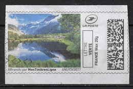 France - Frankreich Timbre Personnalisé Y&T N°MTEL LV20-052 - Michel N°BS(?) (o) - Lac De Montagne - Printable Stamps (Montimbrenligne)