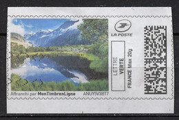 France - Frankreich Timbre Personnalisé Y&T N°MTEL LV20-052 - Michel N°BS(?) (o) - Lac De Montagne - Sellos Imprimibles (Montimbrenligne)