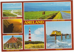 Ameland - Onweer Op Komst, Veerboot, Vuurtoren Etc. (Wadden, Nederland) - Nr. AMD 39 - Ameland