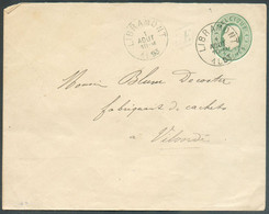 E.P. Enveloppe 10c. Vert (Grand Format) Obl. Sc LIBRAMONT 1 Août 1893 + Boîte Rurale LE (en Parallélogramme) Vers Vilvoo - Buste